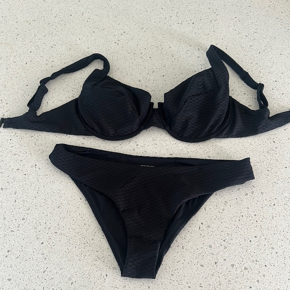Vetchy Black Textured Bikini Set